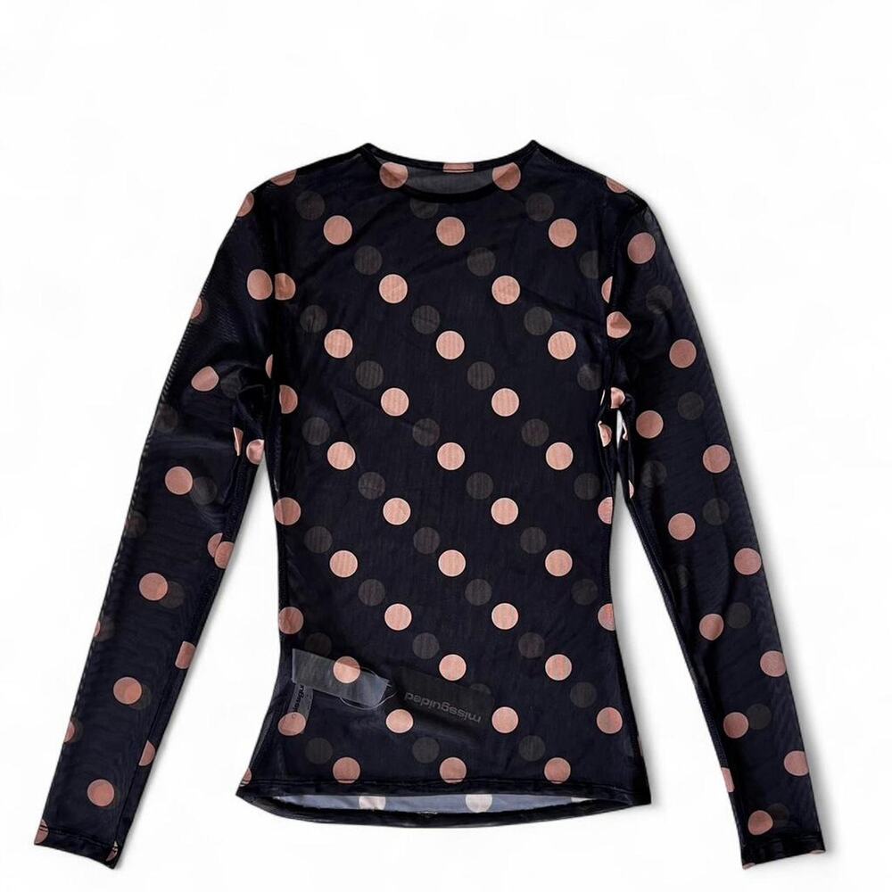 Black Brown Polka Dot Top Women’s Small - Picture 3 of 4